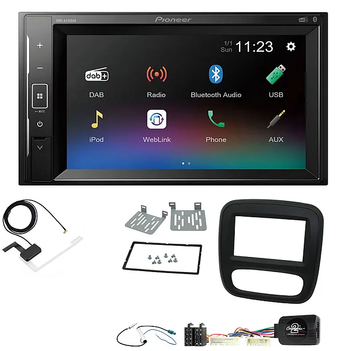 Renault Trafic 2014-2017 Pioneer DAB Digital Radio, 6.2" Screen Bluetooth iPod iPhone Stereo Upgrade Kit