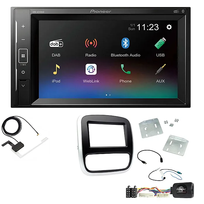 Vauxhall Vivaro (Silver/Black) Pioneer DAB Digital Radio, 6.2" Screen Bluetooth Stereo Upgrade Kit