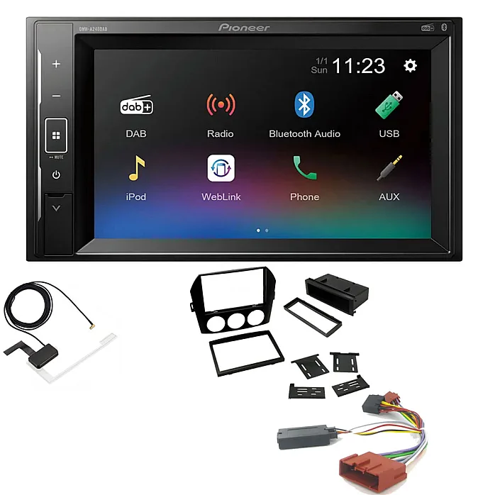 Mazda MX-5 Non-Bose 2006-2008 Pioneer DAB Digital Radio, 6.2" Screen iPod iPhone Bluetooth Stereo Upgrade Kit