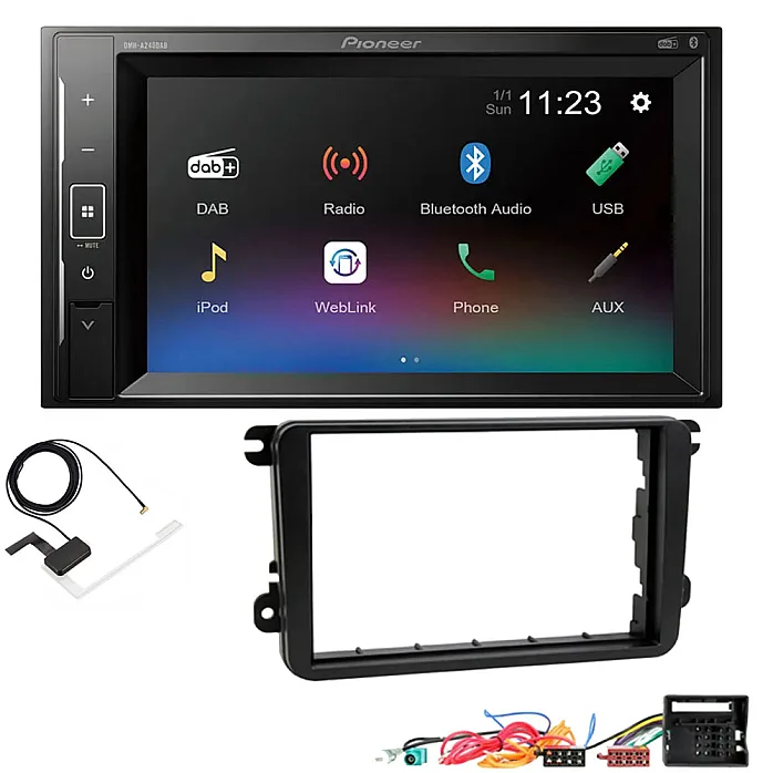 Volkswagen Pioneer DAB Digital Radio 6.2" Screen Bluetooth iPod iPhone Stereo Upgrade Kit