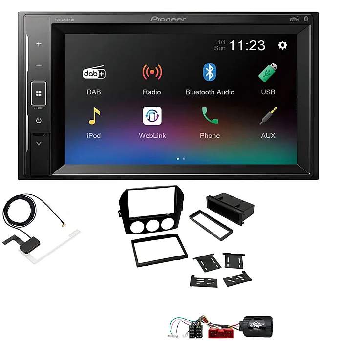 Mazda MX-5 Non-Bose Pioneer DAB Digital Radio, 6.2" Screen iPod iPhone Bluetooth Stereo Upgrade Kit
