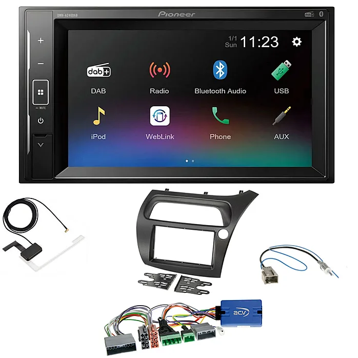 Honda Civic (2006 - 2011) Pioneer DAB Digital Radio, 6.2" Screen iPod iPhone Bluetooth Stereo Upgrade Kit