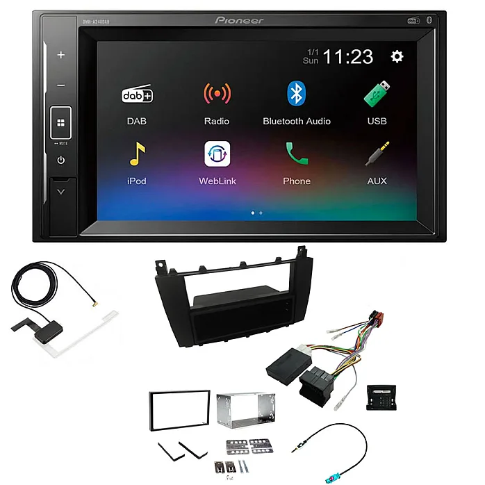 Mercedes C Class 2004 - 2007 Pioneer DAB Digital Radio, 6.2" Screen iPod iPhone Bluetooth Stereo Upgrade Kit