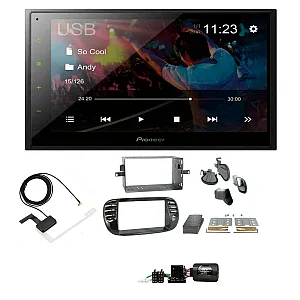 Fiat 500 2007 - 2015 Piano Black Pioneer 6.8" Screen Bluetooth WebLink USB DAB Radio Upgrade Kit