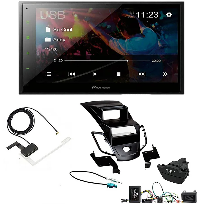 Ford Fiesta 2013 - 2017 Pioneer 6.8" Double Din Bluetooth WebLink USB DAB Radio Upgrade Kit