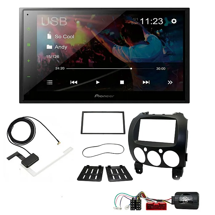 Mazda 2 Non-Bose Pioneer 6.8" Screen Bluetooth iPod iPhone WebLink USB DAB Radio Upgrade Kit