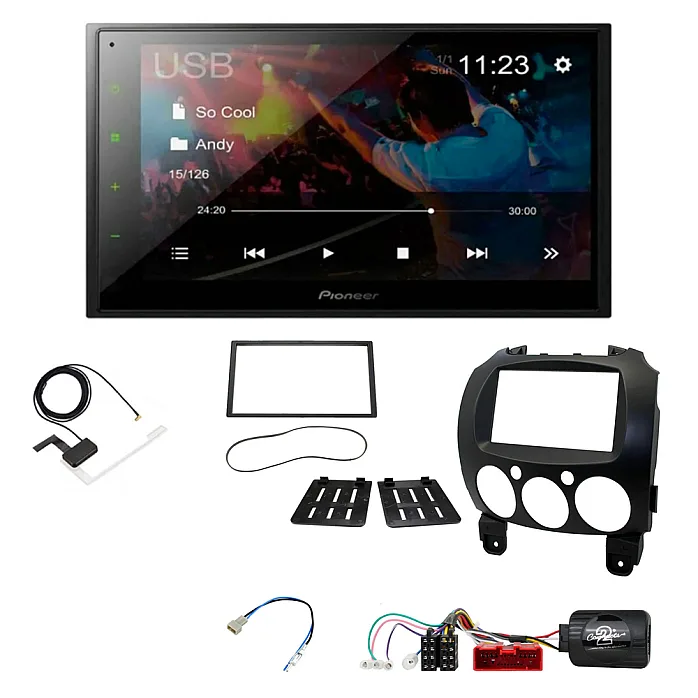 Mazda 2 (2008-2014) Pioneer 6.8" Screen Bluetooth iPod iPhone WebLink USB DAB Radio Upgrade Pack
