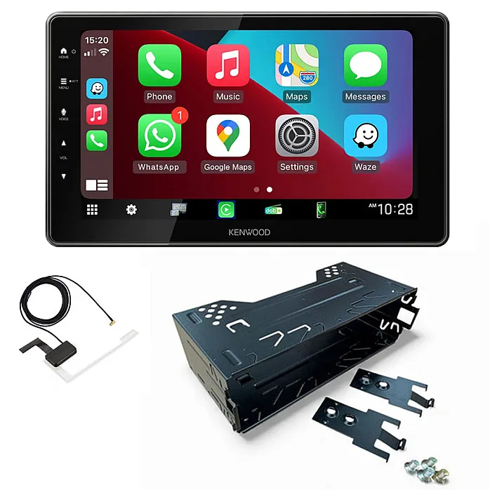 Kenwood 9.0” Floating Screen Wireless CarPlay / Android Auto, Mirroring, DAB+ Stereo With Single Din Cage & Aerial