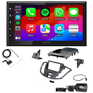 Ford Transit 2015 - 2021 Dark Grey Kenwood Wired Android Auto / CarPlay Bluetooth DAB+ Stereo Upgrade Pack