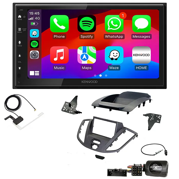 Ford Transit 2015 - 2021 Dark Grey Kenwood Wired Android Auto / CarPlay Bluetooth DAB+ Stereo Upgrade Pack