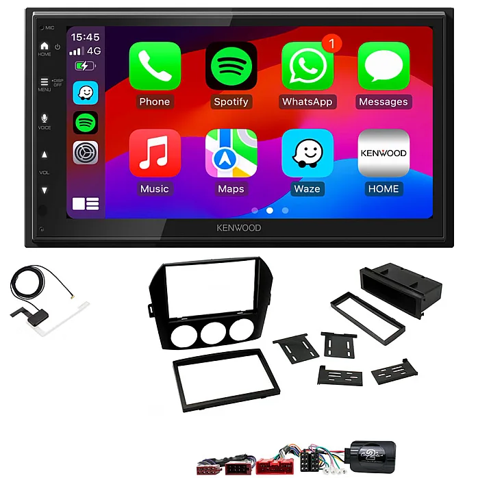 Mazda Miata, MX-5 (BOSE / Non BOSE) Kenwood Wired Android Auto / CarPlay Bluetooth DAB+ Stereo Upgrade Pack