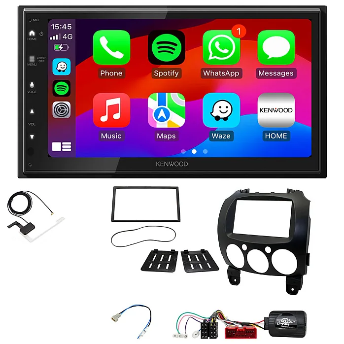 Mazda 2 (2008-2014) Kenwood Wired Android Auto / CarPlay Bluetooth DAB+ Stereo Upgrade Pack