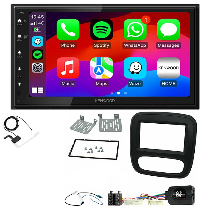 Renault Trafic 2014-2017 Kenwood Wired Android Auto / CarPlay Bluetooth DAB+ Stereo Upgrade Pack