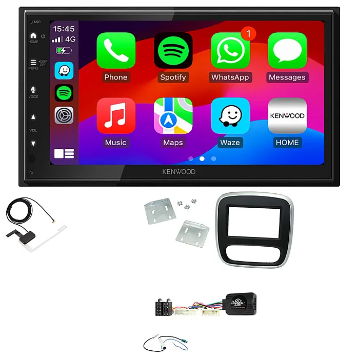 Renault Trafic 2014-2017 Kenwood DMX5023DABS Wired Android Auto / CarPlay Bluetooth DAB+ Stereo Upgrade Pack