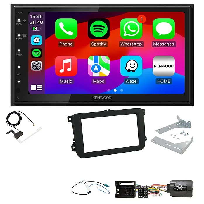 Volkswagen Scirocco, Tiguan, Touran, Vento Kenwood Wired Android Auto / CarPlay Bluetooth DAB+ Stereo Upgrade Pack
