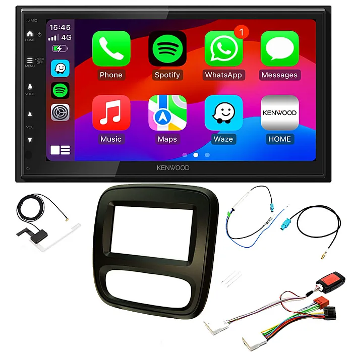 Renault Trafic (2014-2022) Kenwood Wired Android Auto / CarPlay Bluetooth DAB+ Stereo Upgrade Pack (STANDARD RADIO)