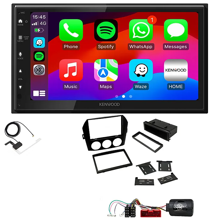 Mazda MX-5 Non-Bose 2006-2008 Kenwood Wired Android Auto / CarPlay Bluetooth DAB+ Stereo Upgrade Pack