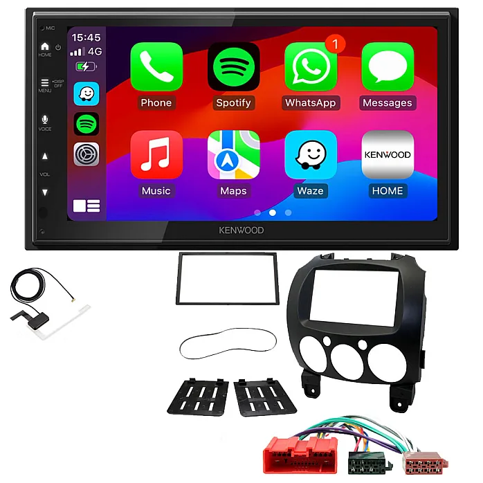 Mazda 2 2008 - 2014 Kenwood Wired Android Auto / CarPlay Bluetooth DAB+ Stereo Upgrade Pack