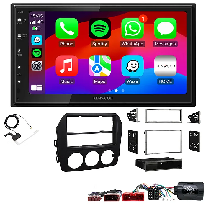 Mazda MX-5 (Bose Audio) 2009 - 2015 Kenwood Wired Android Auto / CarPlay Bluetooth DAB+ Stereo Upgrade Pack