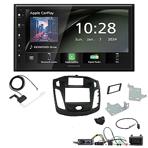 Ford Focus 2011 - 2015 Kenwood 6.8" Wireless CarPlay / Android Auto, DAB+ Bluetooth Stereo Upgrade Pack