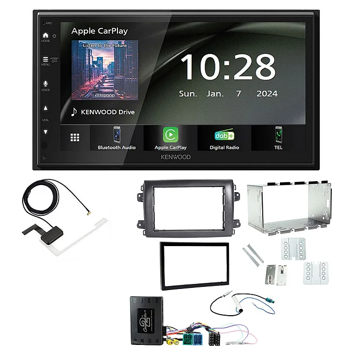 Fiat Ducato 2021 Onwards Kenwood 6.8" Wireless CarPlay / Android Auto, DAB+ Bluetooth Stereo Upgrade Pack