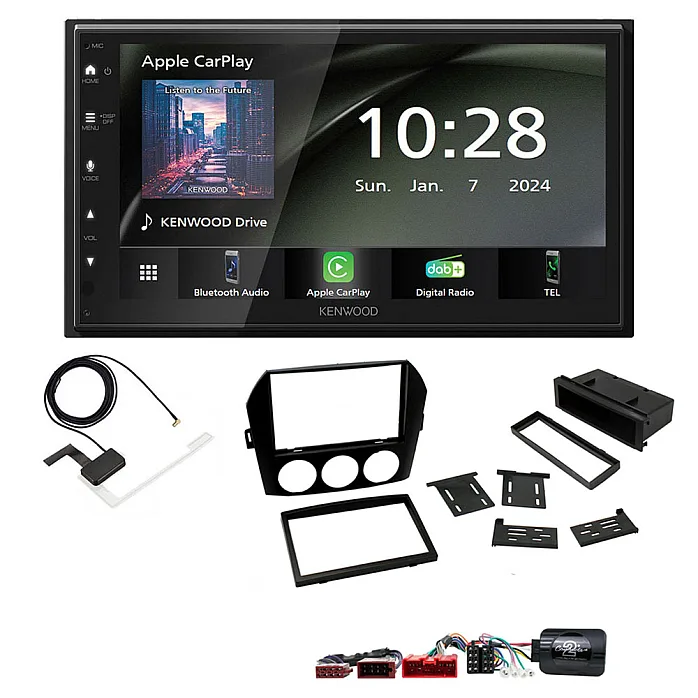 Mazda Miata, MX-5 2006-2008 (BOSE / Non BOSE) Kenwood 6.8" Wireless CarPlay / Android Auto DAB+ Bluetooth Stereo Upgrade Pack