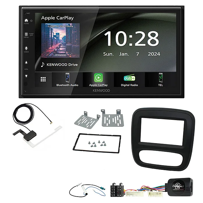 Renault Trafic 2014-2017 Kenwood 6.8" Wireless CarPlay / Android Auto DAB+ Bluetooth Stereo Upgrade Pack