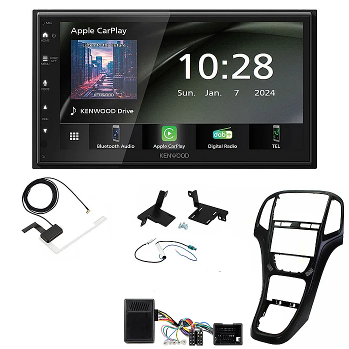 Vauxhall Astra 2010-2016 Kenwood 6.8" Wireless CarPlay / Android Auto DAB+ Bluetooth Stereo Upgrade Pack