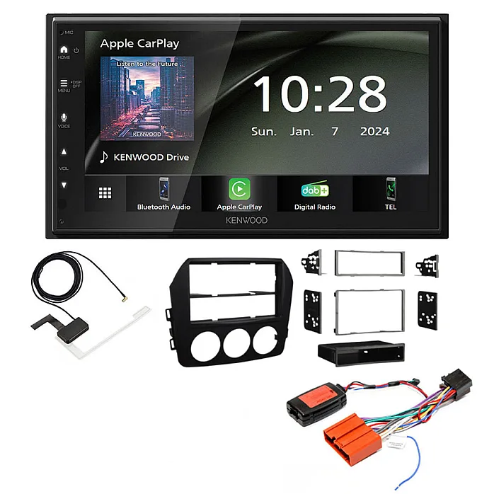 Mazda MX-5 2009-2015 Kenwood 6.8" Wireless CarPlay / Android Auto DAB+ Bluetooth Stereo Upgrade Pack