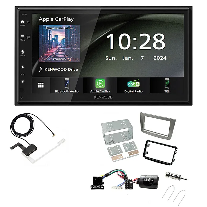 Alfa Romeo Mito 2008-2014 Kenwood 6.8" Wireless CarPlay / Android Auto, DAB+ Bluetooth Stereo Upgrade Pack