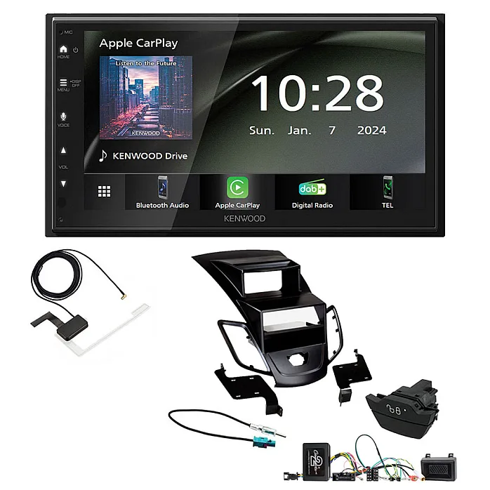 Ford Fiesta 2013 - 2017 Kenwood 6.8" Wireless CarPlay / Android Auto, DAB+ Bluetooth Stereo Upgrade Pack