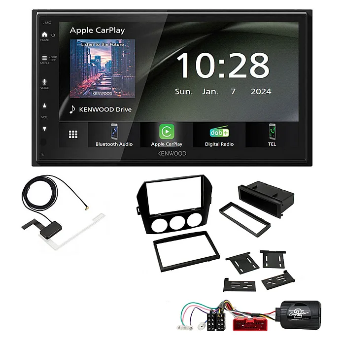 Mazda MX-5 Non-Bose 2006-2008 Kenwood 6.8" Wireless CarPlay / Android Auto DAB+ Bluetooth Stereo Upgrade Pack