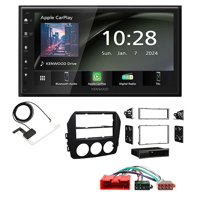 Mazda MX-5 2009-2015 Kenwood 6.8" Wireless CarPlay / Android Auto DAB+ Bluetooth Stereo Upgrade Pack