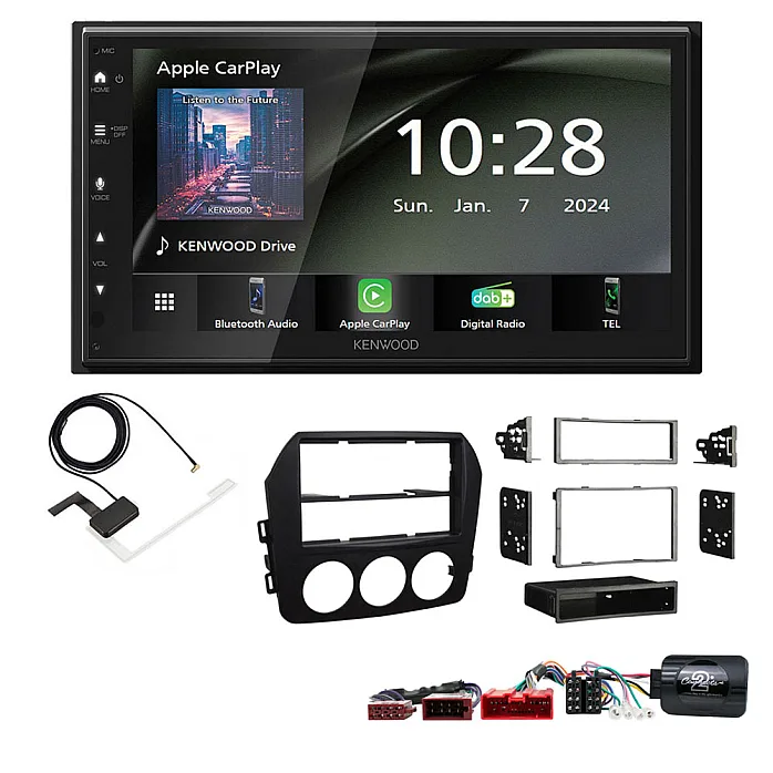Mazda MX-5 (Bose Audio) 2009 - 2015 Kenwood 6.8" Wireless CarPlay / Android Auto DAB+ Bluetooth Stereo Upgrade Pack