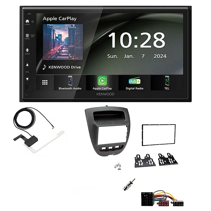 Toyota Aygo 2005 - 2014 Kenwood 6.8" Wireless CarPlay / Android Auto DAB+ Bluetooth Stereo Upgrade Pack