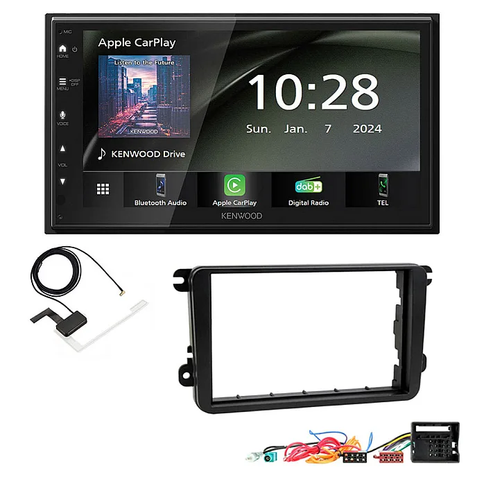 Volkswagen Kenwood DMX6523DABS 6.8" Wireless CarPlay / Android Auto DAB+ Bluetooth Stereo Upgrade Pack