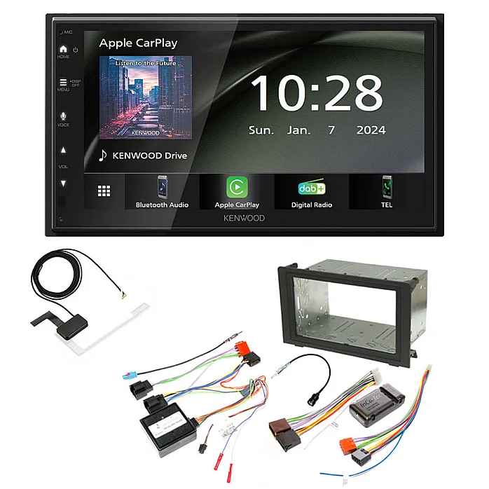 Saab 9-3 2006-2013 Kenwood 6.8" Wireless CarPlay / Android Auto, DAB+ Bluetooth Stereo Upgrade Pack