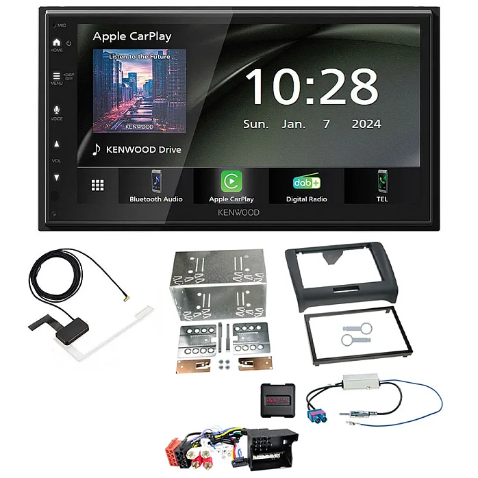 Audi TT 2006 - 2014 Kenwood 6.8" Wireless CarPlay / Android Auto, DAB+ Bluetooth Stereo Upgrade Pack