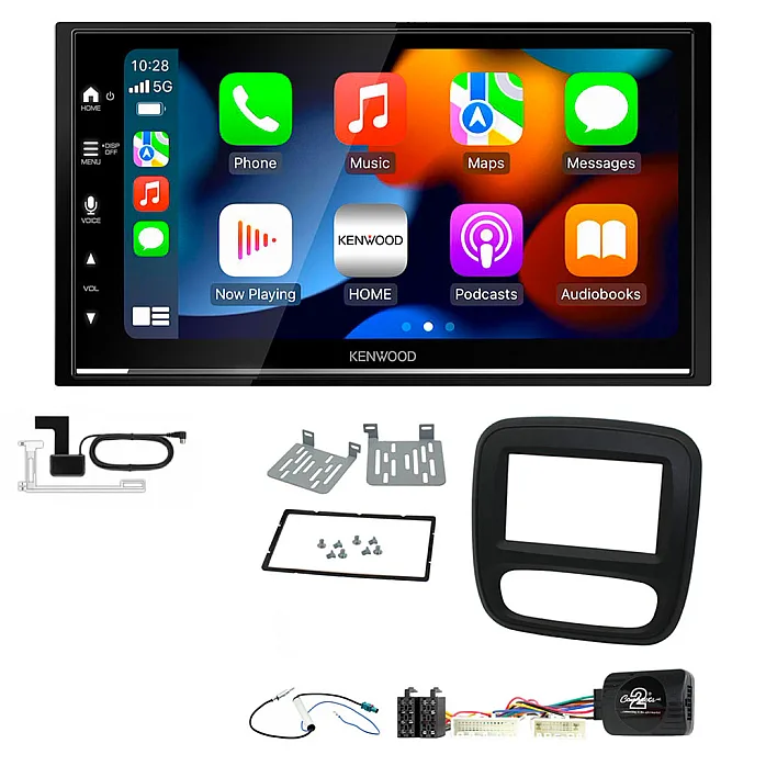 Renault Trafic (2014-2017) Black Kenwood DMX7525DABS Double Din Car Stereo Upgrade Kit