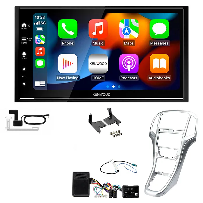 Vauxhall Astra (2010-2015) Silver Kenwood DMX7525DABS Double Din Stereo Upgrade Kit