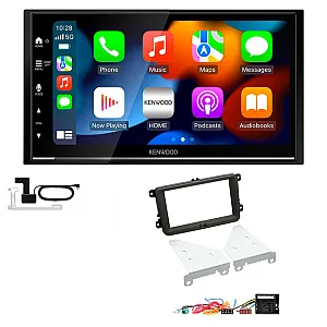 VW Caddy, Eos, Fusca, Golf, Jetta, Magotan Kenwood DMX7525DABS Wireless Apple CarPlay Stereo Upgrade Kit
