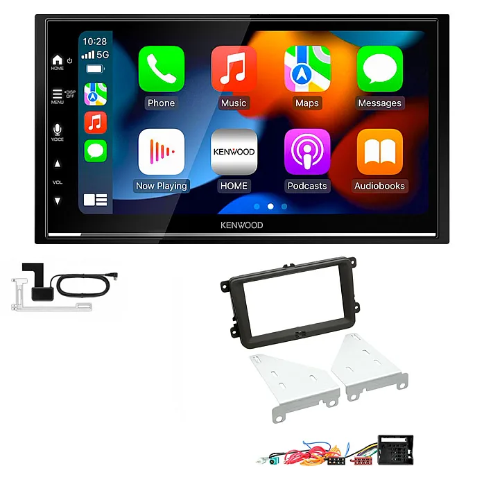 VW Passat, Polo, Sagitar, Scirocco Kenwood DMX7525DABS Wireless Apple CarPlay Stereo Upgrade Kit