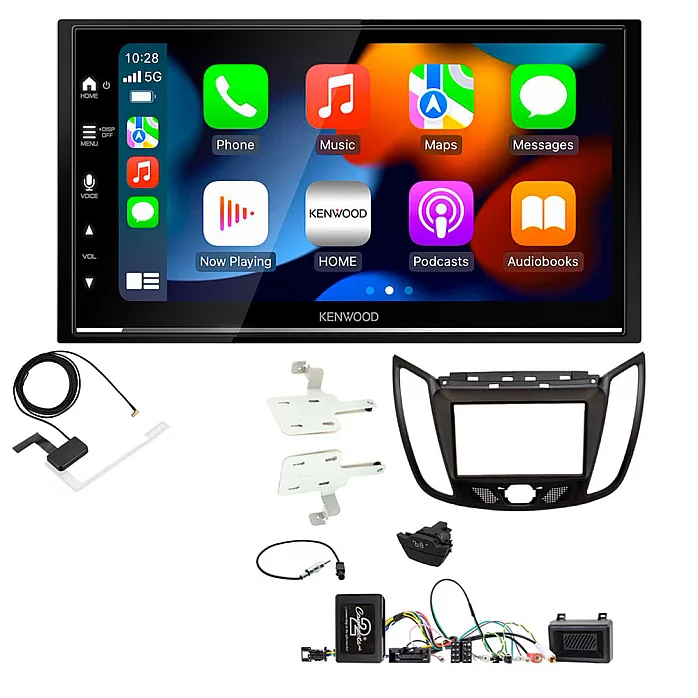 Ford Kuga (2013-19) Kenwood DMX7525DABS Wireless Apple CarPlay Android Stereo Upgrade Kit