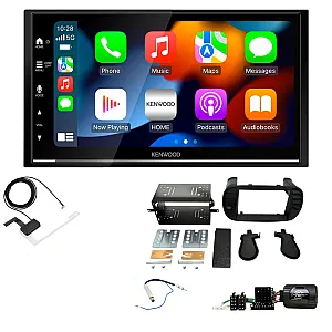 Fiat 500 (2007-2015) Matt Black Kenwood DMX7525DABS Wireless Apple CarPlay Android Auto DAB Stereo Upgrade Kit