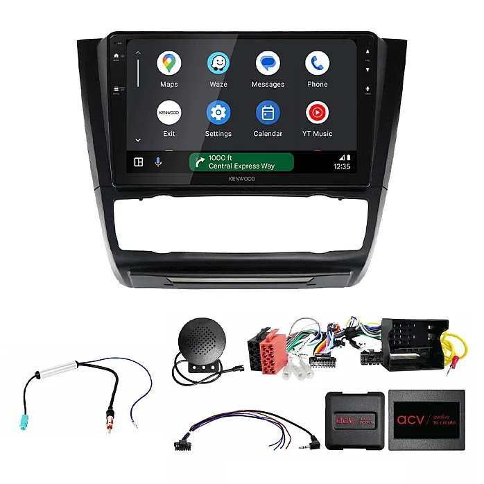 BMW 1 Series (E81, E82, E87, E88) Auto AC 2007-2013 Kenwood 9" Wireless CarPlay / Android Auto Mirroring Screen Stereo Pack