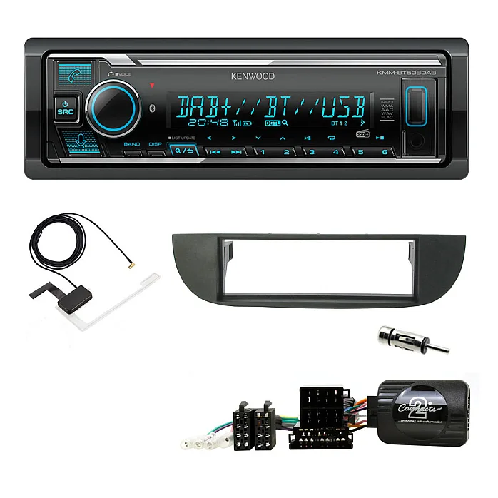 Fiat 500 Kenwood Digital Media Receiver DAB+ Digital Radio Bluetooth Car Stereo Upgrade Kit