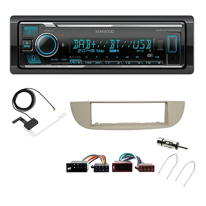 Fiat 500 Type 312 2007-2015 Kenwood Digital Media Receiver DAB+ Digital Radio Bluetooth Car Stereo Upgrade Kit