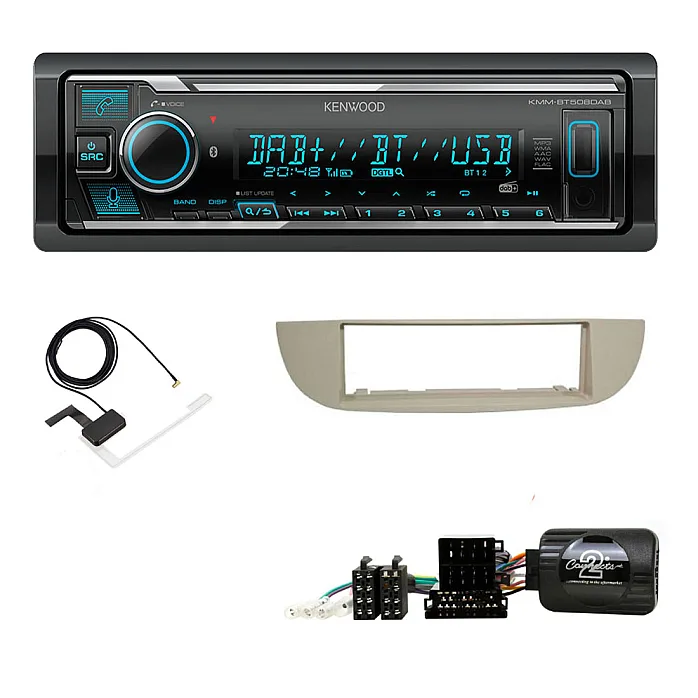 Fiat 500 2007-2015 Kenwood Digital Media Receiver DAB+ Digital Radio Bluetooth Car Stereo Upgrade Kit