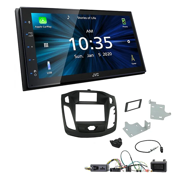 Ford Focus 2011-2015 JVC KW-M560BT 6.8" Bluetooth Digital Media Car Play / Android Auto Stereo Upgrade Kit