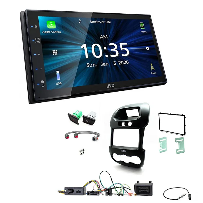Ford Ranger 2012-2016 JVC KW-M560BT 6.8" Bluetooth Digital Media Car Play / Android Auto Stereo Upgrade Kit